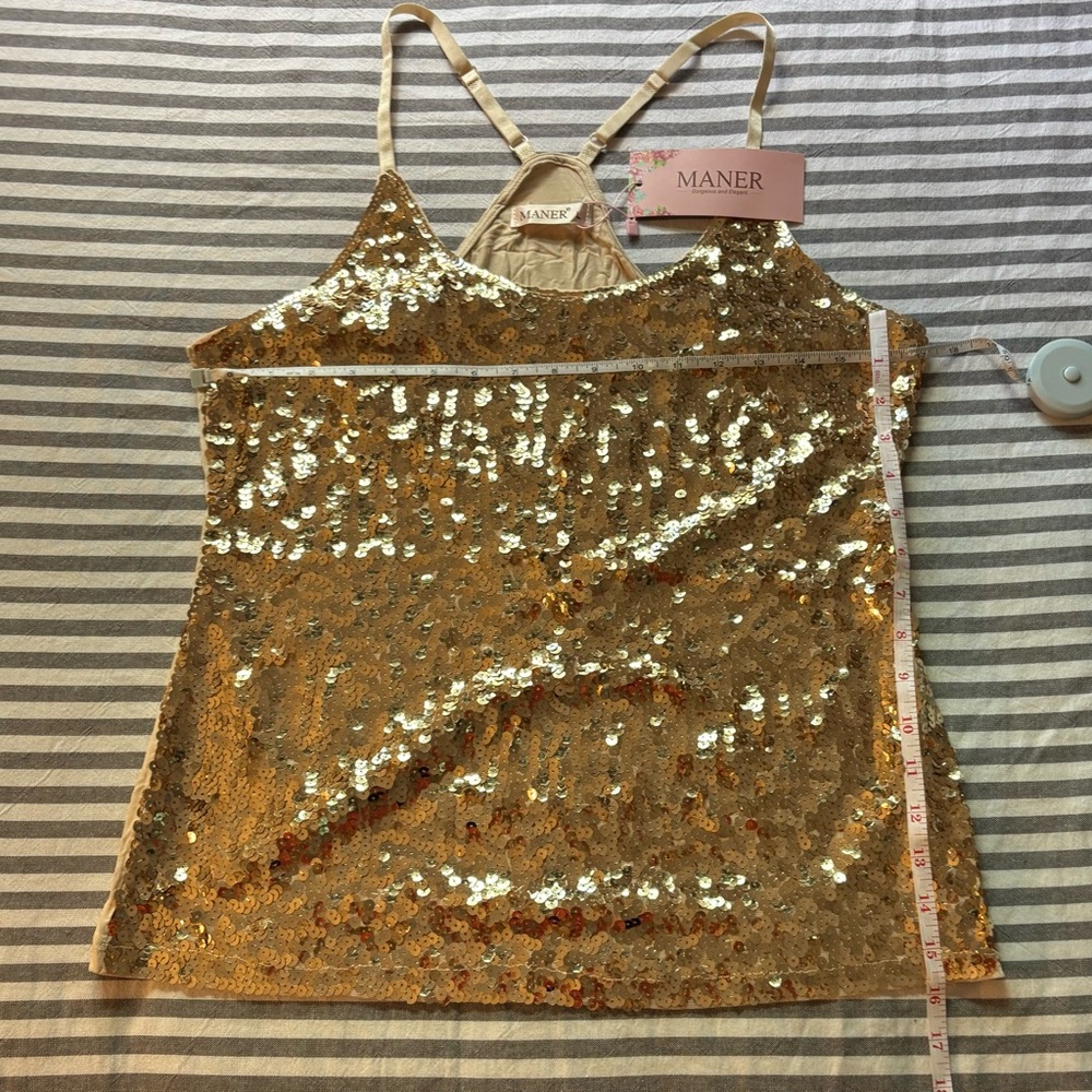 Gold Sequin Tank Top